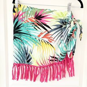 Tropical Fringe Sarong Bathing Suit Coverup